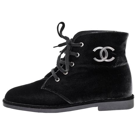 chanel ankle velvet boots|Chanel ankle boots with chain.